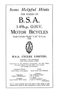 0215 1928 BSA 3.49hp L28 instruction book