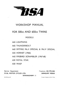 1966-1968 BSA A50 A65 Workshop manual