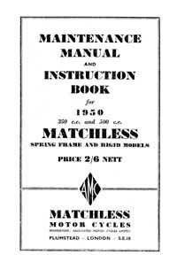 1950 Matchless Single cylinder models maintenance manual
