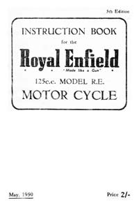 1950 Royal Enfield R.E.Model instruction book