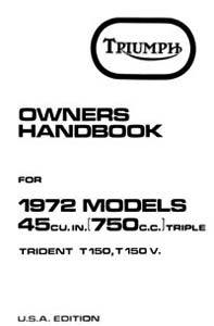 1972 Triumph Trident USA Owners book