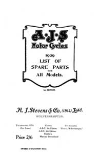 1929 AJS 'M' models parts catalogue
