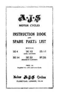 1935 AJS Parts list & Instruction