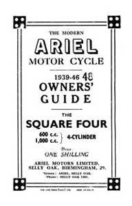 1939-1948 Ariel 4F 4H 4G Square four owners guide