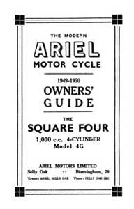 1949-1950 Ariel 4G Square four owners guide