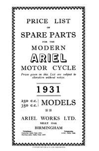 1931-32 Ariel LB LF MF parts book 