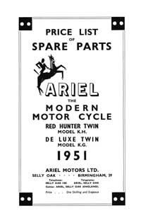 1951 Ariel Twin KG KH parts book