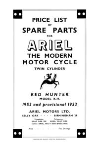 1952-1953 Ariel Twin KH parts book