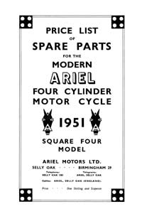 1951 Ariel 4G 1000cc Square four parts book