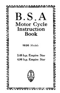 1936 BSA 3.48 & 4.96hp Empire star instruction book