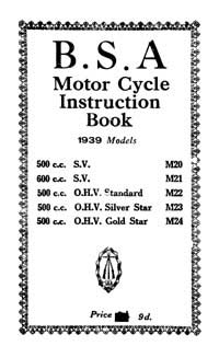 1939 BSA M20 M21 M22 M23 M24 instruction book