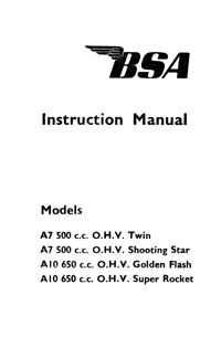 1958 BSA A7 A10 instruction book