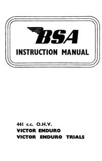 1966 BSA B44 Victor Enduro, Victor Enduro Trials instruction book