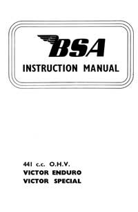 1966 BSA B44 Victor Enduro  Victor Special instruction book