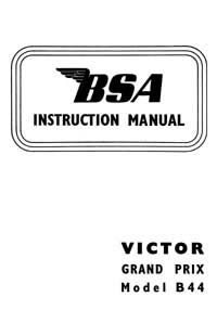 1966 BSA B44 Victor Grand Prix instruction book