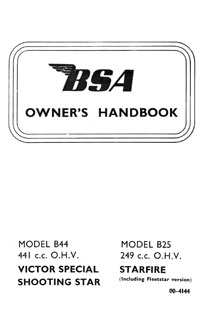 1969 BSA B25 & B44 instruction book