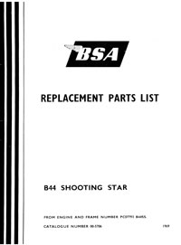 1969 BSA B44 Shooting star parts book