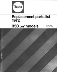 BSA 350cc Fury E35RE parts book