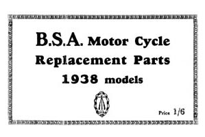 1938 BSA All Models parts book