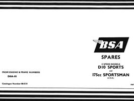 1966-1967 BSA D10 Bantam Sports & 175 Sportsman parts book
