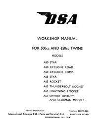 1962-1965 BSA A50 A65 Workshop manual