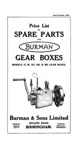 1930 Burman parts list models O M SO SM ME