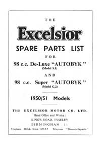 1950-1951 Excelsior Autobyk parts book