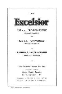 1952-1953 Excelsior Universal & Roadmaster running instructions