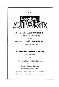 1955-1956 Excelsior Autobyk running instructions
