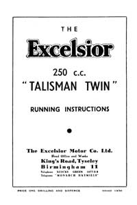 1949-1953 Excelsior  'Talisman Twin' running instructions