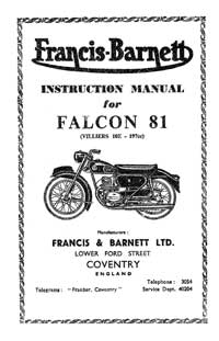1957-1959 Francis Barnett Falcon 81 instruction manual