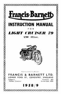 1958-1960 Francis Barnett Light cruiser 79 instruction manual