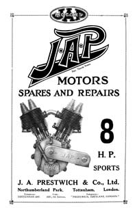 J.A.P. 8hp Sports engine parts book