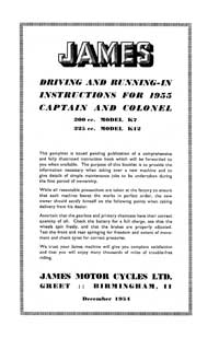 1954 James K7 Captain K12 Colonel instruction book