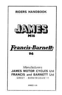 1965-1966 Francis Barnett 96 & James M16 Riders handbook