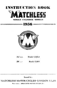 1956 Matchless Single cylinder models maintenance manual