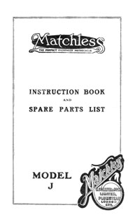 1922-1923 Matchless Model J instruction & parts book