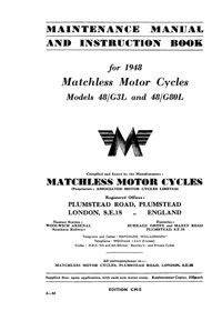 1948 Matchless 48/G3L & 48/G80L maintenance manual