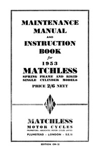 1953 Matchless Single cylinder models maintenance manual