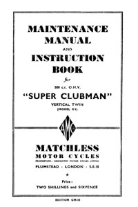 1950 Matchless Twin cylinder models maintenance manual 