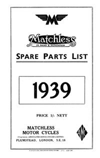 1939 Matchless all models parts book