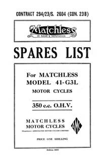 1941 Matchless W.D. Model 41-G3L parts book