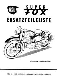 NSU Super Fox parts book 