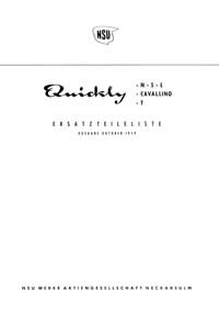 1959 NSU Quickly N S L Cavallino & T parts book