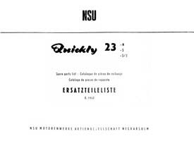 1962 NSU Quickly 23 N S S/2 parts book