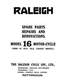 1926 Raleigh Model 16 2 3/4 hp spare parts, repairs and renovation