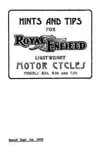 1930 Royal Enfield  A30 B30 C30 instruction book  