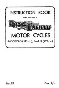 1948-1950 Royal Enfield models G J & J2 instruction book