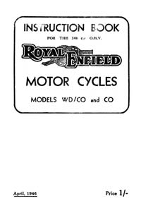 1946 Royal Enfield WD model WD/CO & CO instruction book