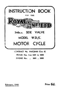 1940 Royal Enfield WD model WD/C instruction book